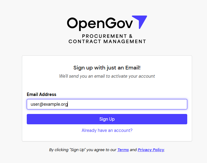 OpenGov enter email
