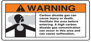 Warning sign for presence of carbon dioxide gas