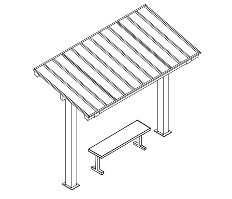 Shade structure with bench underneath