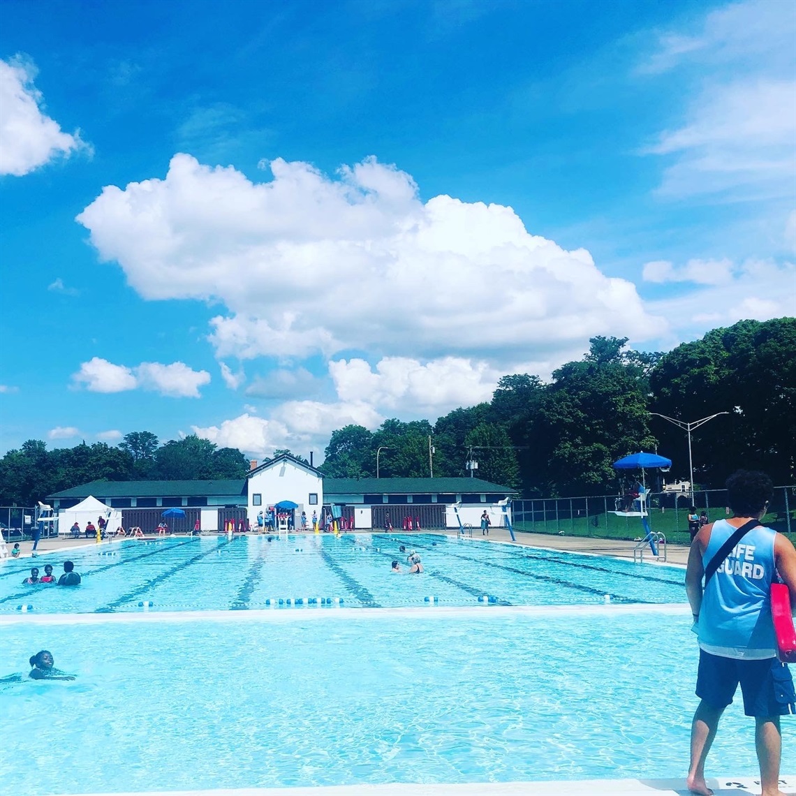 Lifeguard overlooks Thornden Park Pool