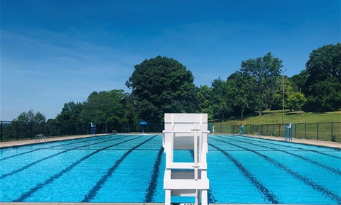 Schiller Park Pool with lifeguard chair